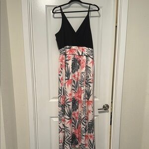 Floral Black and Pink Maxi Dress